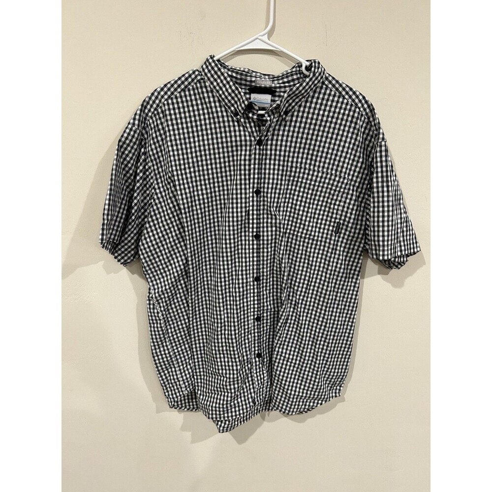 Columbia polo Mens XXL Plaid Black Button Down Regular Fit Hiking Outdoor Style